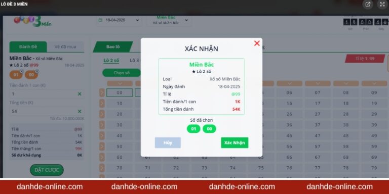 Xác nhận đặt cược lô đề